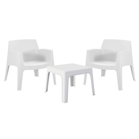LOUNGE SET 3PCS SLEEK HM21274.01 WHITE POLYPROPYLENE