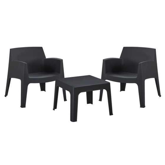 LOUNGE SET 3PCS SLEEK HM21274.02 BLACK POLYPROPYLENE