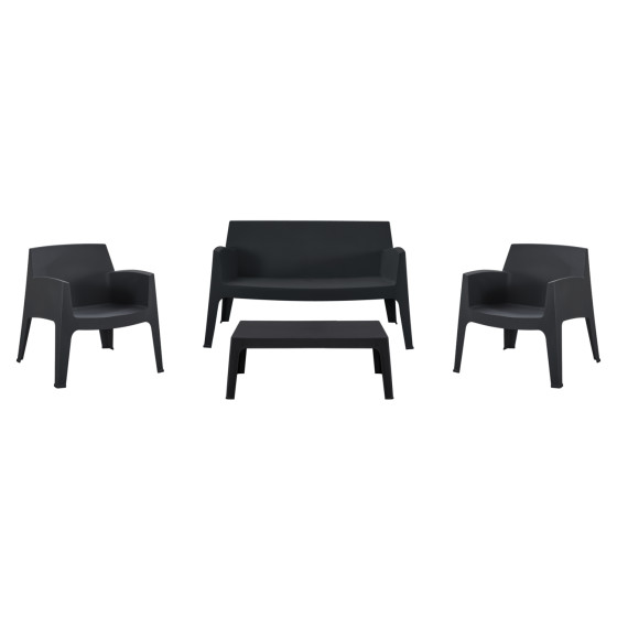 LOUNGE SET 4PCS SLEEK HM21275.02 POLYPROPYLENE IN BLACK