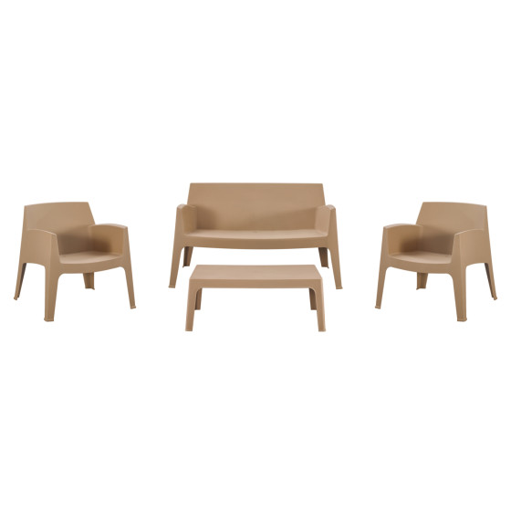 LOUNGE SET 4PCS SLEEK HM21275.03 POLYPROPYLENE IN CAPPUCCINO