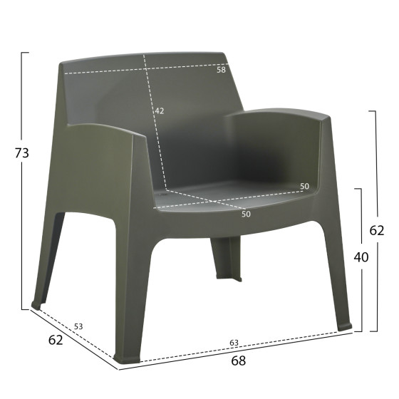 ΣΕΤ LOUNGE 4ΤΜΧ SLEEK HM21275.05 DARK OLIVE GREEN ΠΟΛΥΠΡΟΠΥΛΕΝΙΟ