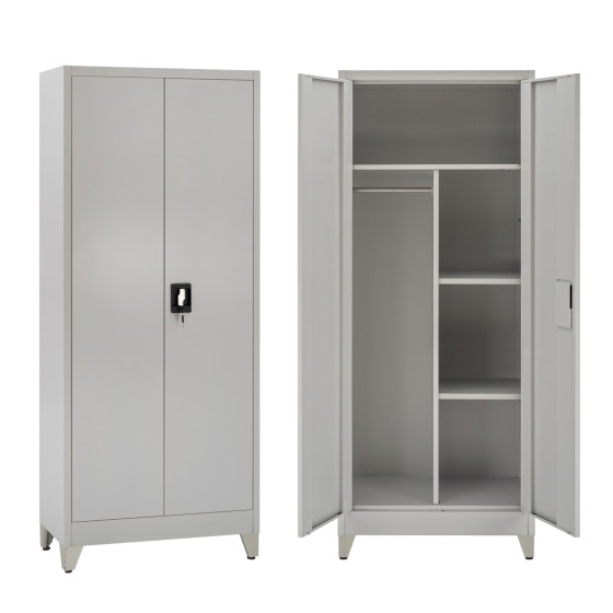 CLOSET 2-LEAF METAL HRONDA HM21287.02 WITH DIVIDER-KEYLOCK & LEGS 70x40x180Hcm.