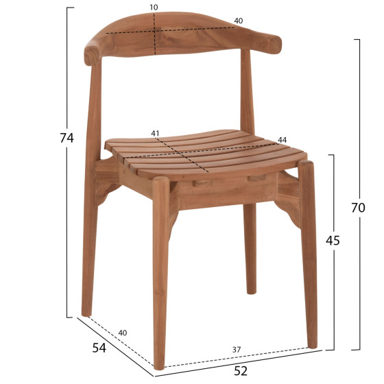 OUTDOOR DINING CHAIR DONNY HM6378 TEAK WOOD 52x54x74Hcm.