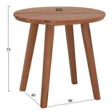DINING TABLE ROUND DANTE HM6379 TEAK WOOD Φ80x75Hcm.