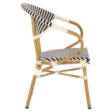 ARMCHAIR ALUMINUM HM5861.01 BAMBOO LOOK BLACK-WHITE