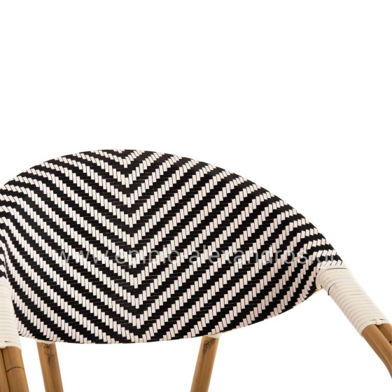 ARMCHAIR ALUMINUM HM5861.01 BAMBOO LOOK BLACK-WHITE