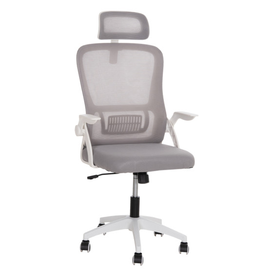 OFFICE CHAIR BLAZER HM1205.02 GREY MESH FABRIC--WHITE ARMS 60x58x110-130Hcm.