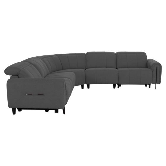 CORNER SOFA WITH 2 RECLINE SEATS ORACLE HM3290.01 GREY FABRIC 260x260x90(seat depth)x94Hcm.