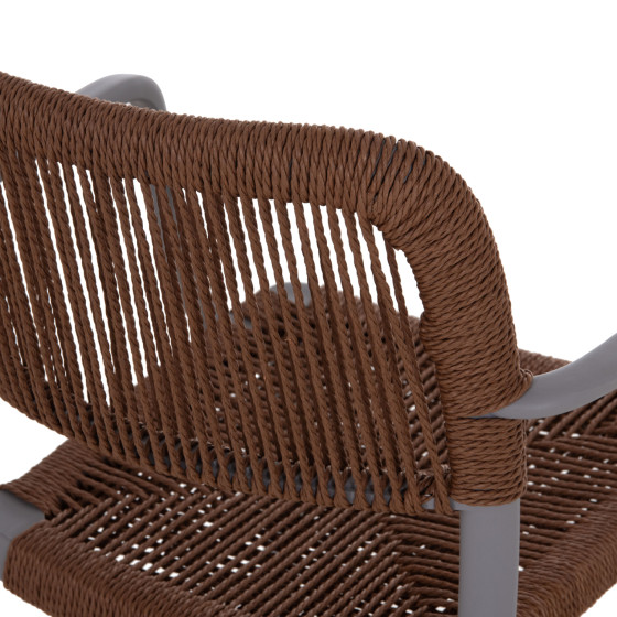 OUTDOOR DINING CHAIR STRIDER HM6391.03 GREY POLYPROPYLENE--BROWN ROPE 57x53x80Hcm.