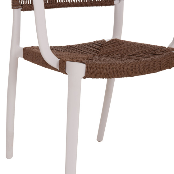 OUTDOOR DINING CHAIR STRIDER HM6391.01 WHITE POLYPROPYLENE--BROWN ROPE 57x53x80Hcm.