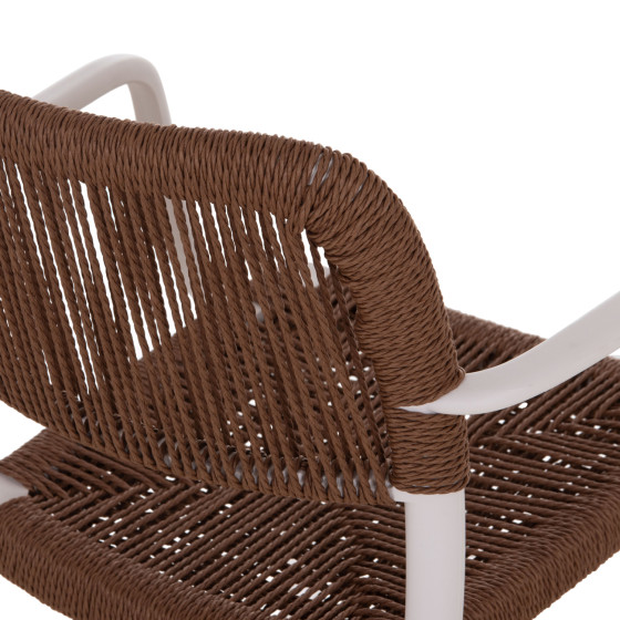 OUTDOOR DINING CHAIR STRIDER HM6391.01 WHITE POLYPROPYLENE--BROWN ROPE 57x53x80Hcm.