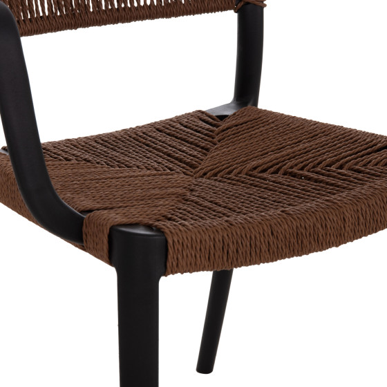 OUTDOOR DINING CHAIR STRIDER HM6391.02 BLACK POLYPROPYLENE--BROWN ROPE 57x53x80Hcm.