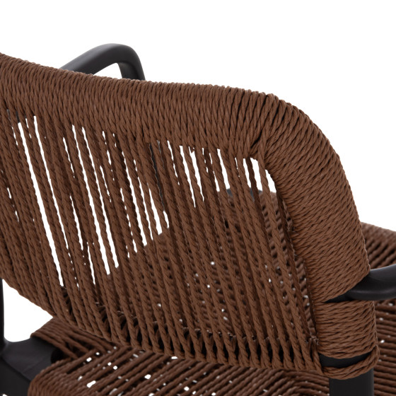 OUTDOOR DINING CHAIR STRIDER HM6391.02 BLACK POLYPROPYLENE--BROWN ROPE 57x53x80Hcm.