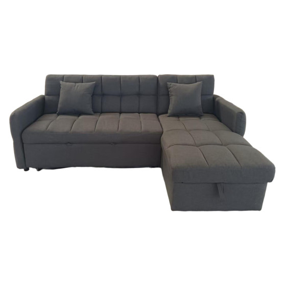 ΓΩΝΙΑΚΟΣ ΚΑΝΑΠΕΣ-ΚΡΕΒΑΤΙ ΑΝΑΣΤΡΕΨΙΜΟΣ NEZU HM3294.01 ΓΚΡΙ ΥΦΑΣΜΑ 213x145x83Υεκ.