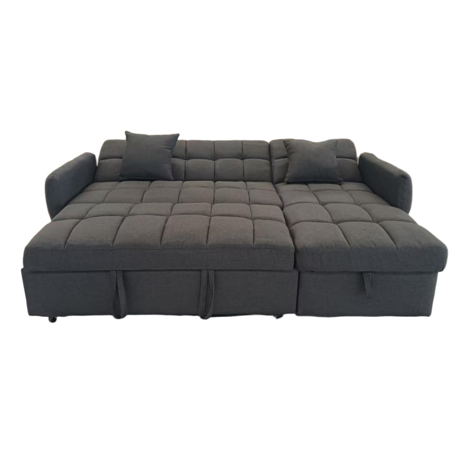 ΓΩΝΙΑΚΟΣ ΚΑΝΑΠΕΣ-ΚΡΕΒΑΤΙ ΑΝΑΣΤΡΕΨΙΜΟΣ NEZU HM3294.01 ΓΚΡΙ ΥΦΑΣΜΑ 213x145x83Υεκ.