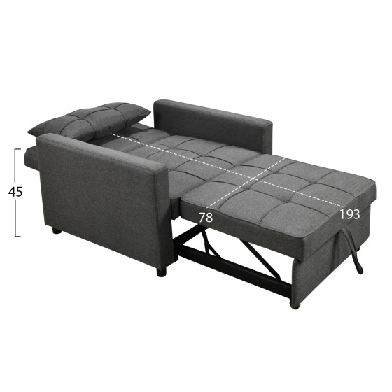 ΠΟΛΥΘΡΟΝΑ-ΚΡΕΒΑΤΙ MERO HM3306.01 ΓΚΡΙ ΥΦΑΣΜΑ 98x85x88Υεκ.