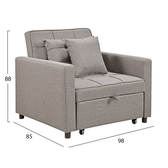 ARMCHAIR-BED MERO HM3306.03 BEIGE FABRIC 98x85x88Hcm.