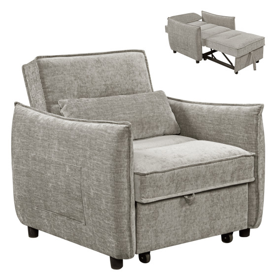 ARMCHAIR-BED ORYN HM3307.03 BEIGE FABRIC 89x85x84Hcm.