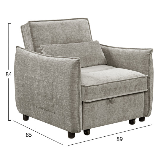 ARMCHAIR-BED ORYN HM3307.03 BEIGE FABRIC 89x85x84Hcm.