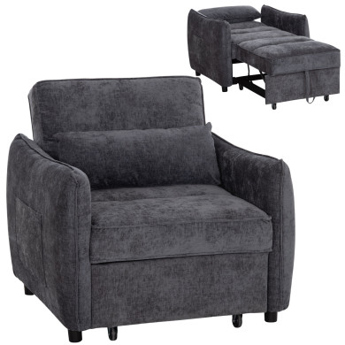 ARMCHAIR-BED ORYN HM3307.01 GREY FABRIC 89x85x84Hcm.