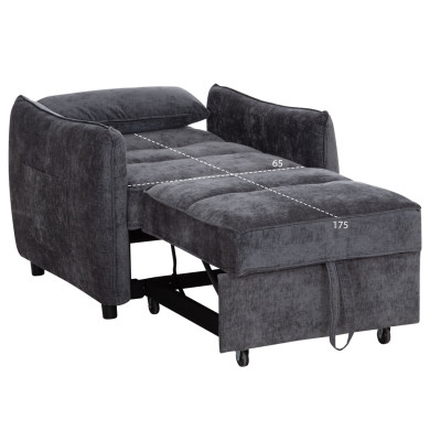 ARMCHAIR-BED ORYN HM3307.01 GREY FABRIC 89x85x84Hcm.