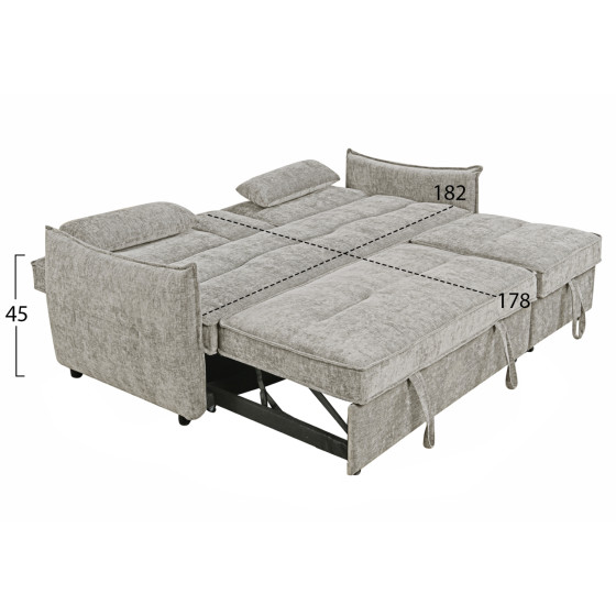 SOFABED 2-SEATER VELAR HM3305.03 BEIGE FABRIC 208x86x85Hcm.