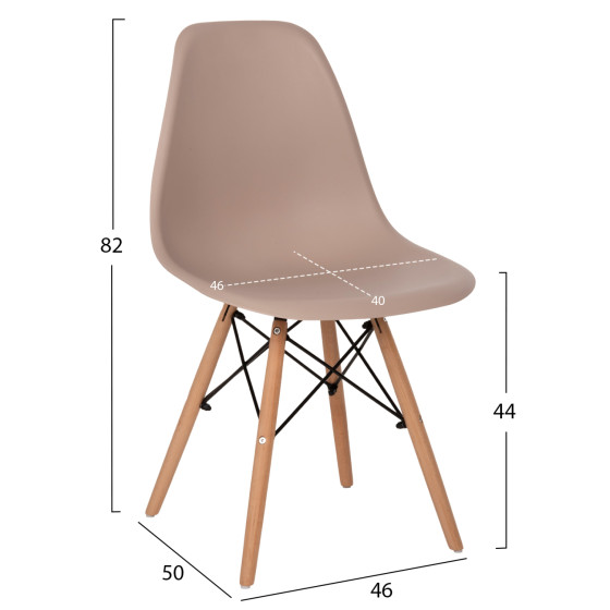 DINING CHAIR 2PCS TWIST HM8460.55 CAPPUCCINO PP--BEECH WOOD 46x50x82Hcm.