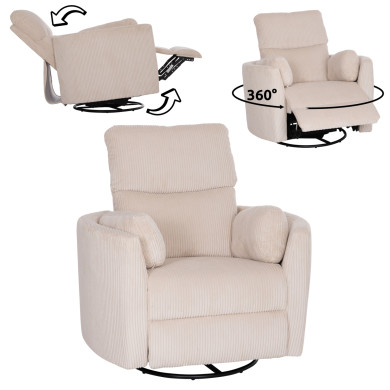 ARMCHAIR RELAX/BREASTFEEDING VELMORA HM3300.03 BEIGE STRIPED FABRIC 100x90x100Hcm.