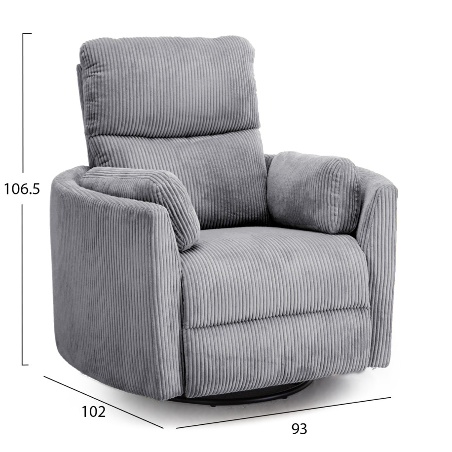 ARMCHAIR RELAX/BREASTFEEDING VELMORA HM3300.01 GREY STRIPED FABRIC 100x90x100Hcm.