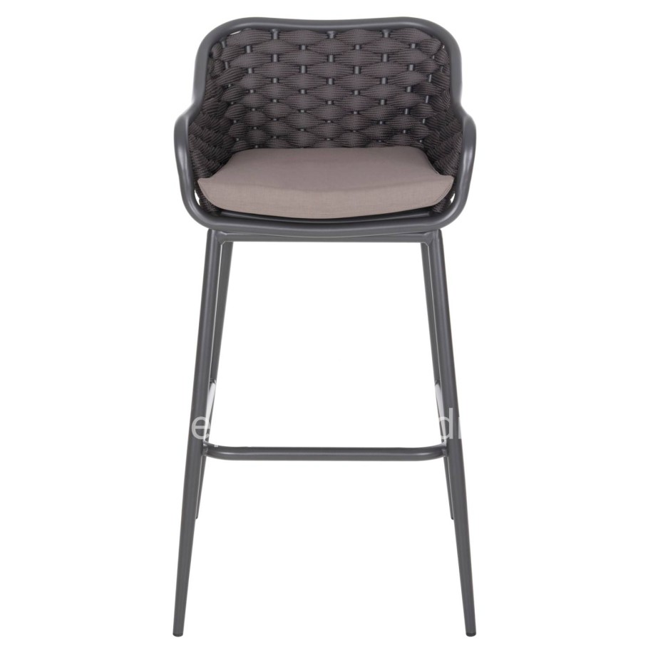 BAR STOOL ALUMINUM FRAME DARK GREY-ROPE BROWN 50x50x103Hcm.HM5862.01