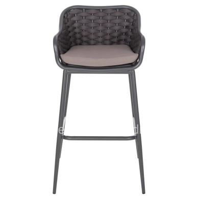 BAR STOOL ALUMINUM FRAME DARK GREY-ROPE BROWN 50x50x103Hcm.HM5862.01