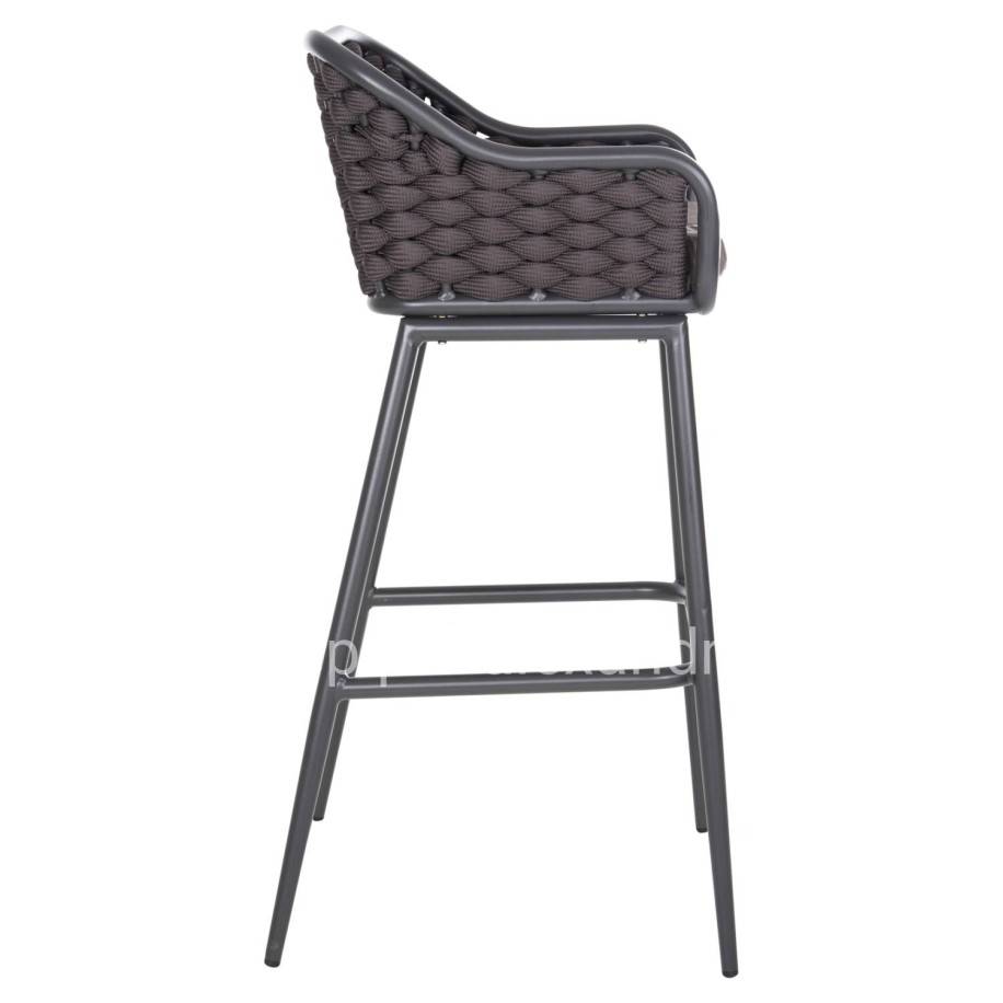 BAR STOOL ALUMINUM FRAME DARK GREY-ROPE BROWN 50x50x103Hcm.HM5862.01
