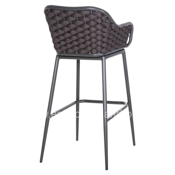 BAR STOOL ALUMINUM FRAME DARK GREY-ROPE BROWN 50x50x103Hcm.HM5862.01