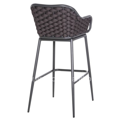 BAR STOOL ALUMINUM FRAME DARK GREY-ROPE BROWN 50x50x103Hcm.HM5862.01