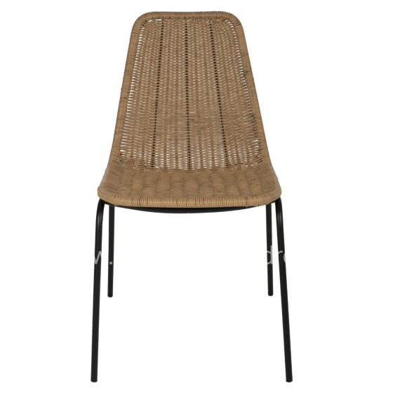 CHAIR PROFESSIONAL HM5867.01 METAL BLACK WITH RATTAN  NATURAL 43.5x63x82Hcm.