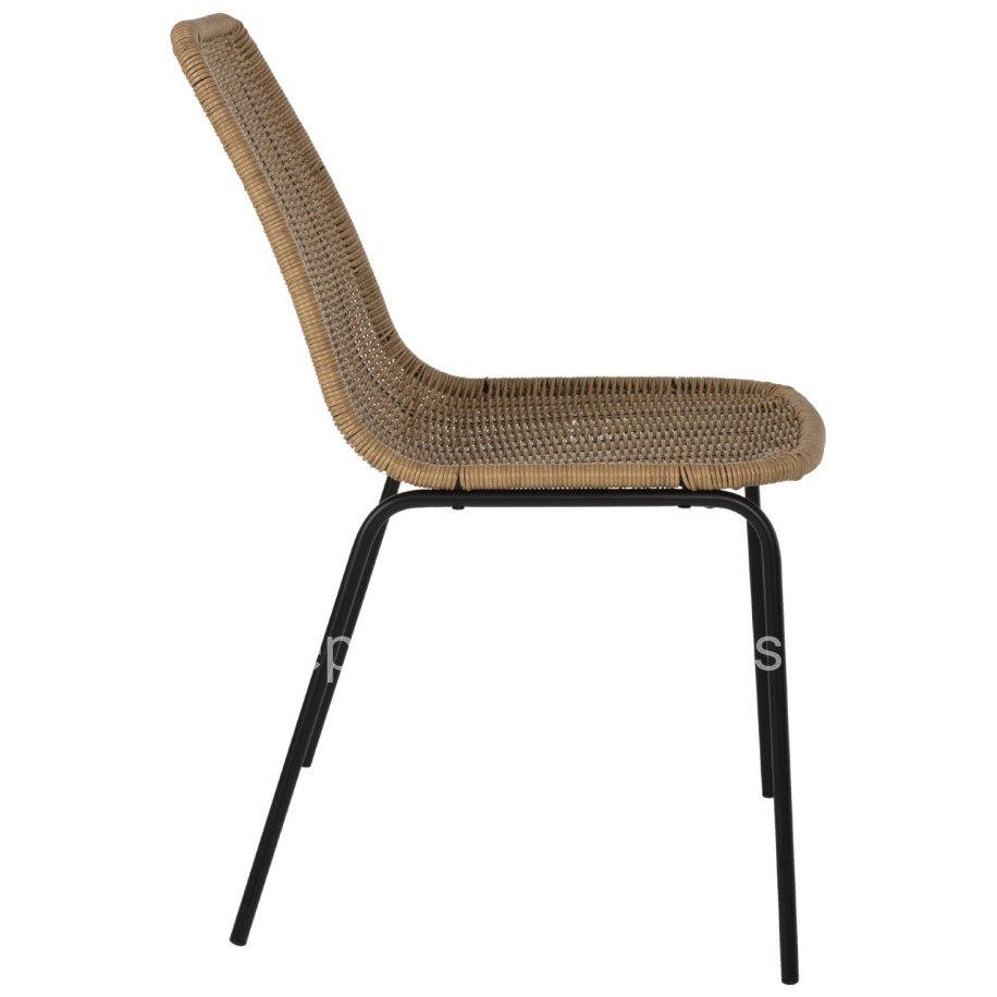 CHAIR PROFESSIONAL HM5867.01 METAL BLACK WITH RATTAN  NATURAL 43.5x63x82Hcm.