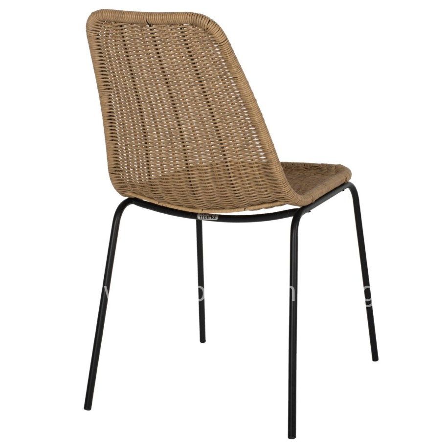 CHAIR PROFESSIONAL HM5867.01 METAL BLACK WITH RATTAN  NATURAL 43.5x63x82Hcm.