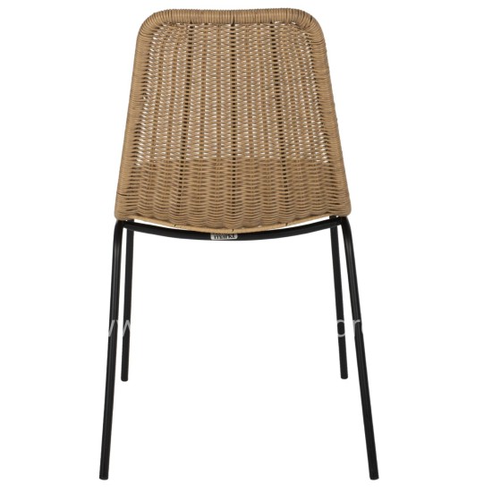 CHAIR PROFESSIONAL HM5867.01 METAL BLACK WITH RATTAN  NATURAL 43.5x63x82Hcm.