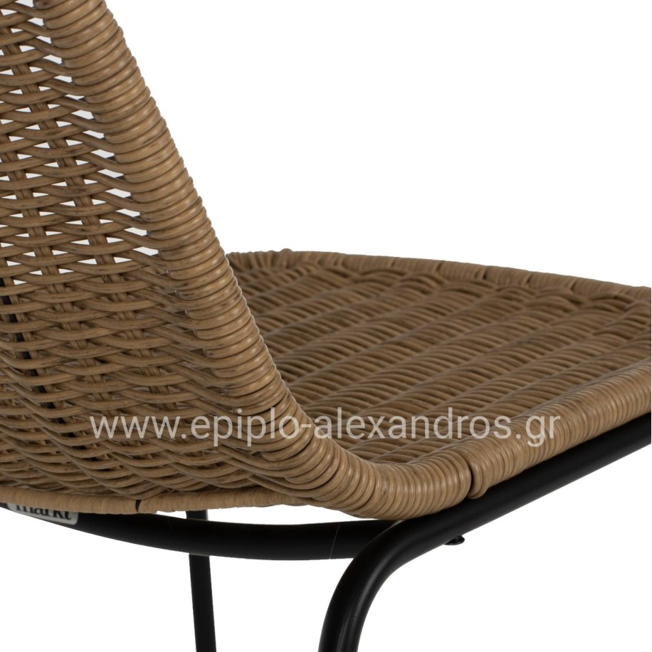 CHAIR PROFESSIONAL HM5867.01 METAL BLACK WITH RATTAN  NATURAL 43.5x63x82Hcm.