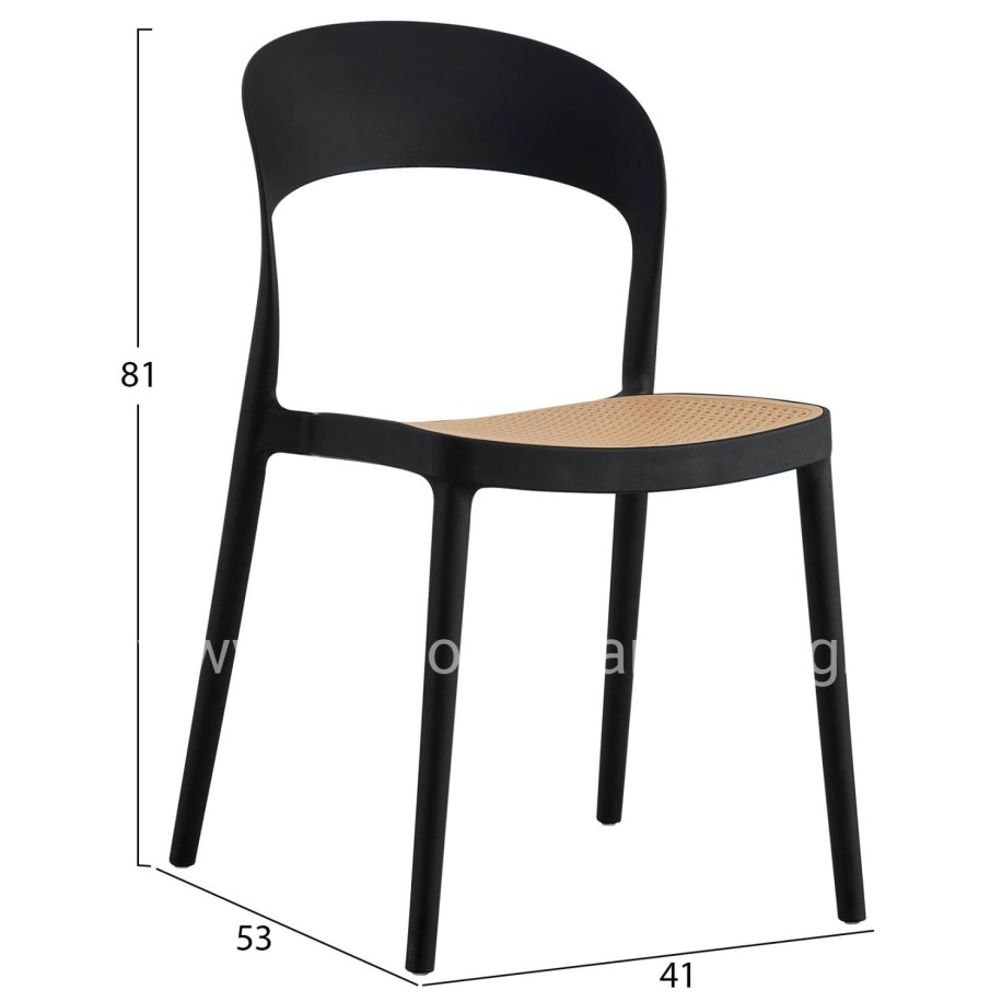 CHAIR POLYPROPYLENE CLEO HM5936.02 BLACK-BEIGE 41x53x81Hcm.
