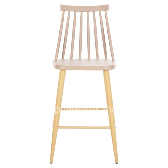 BAR STOOL MEDIUM HEIGHT VANESSA HM9300.25 CAPPUCCINO PP & METAL LEGS IN WOOD COLOR 45,5x46x97Hcm.