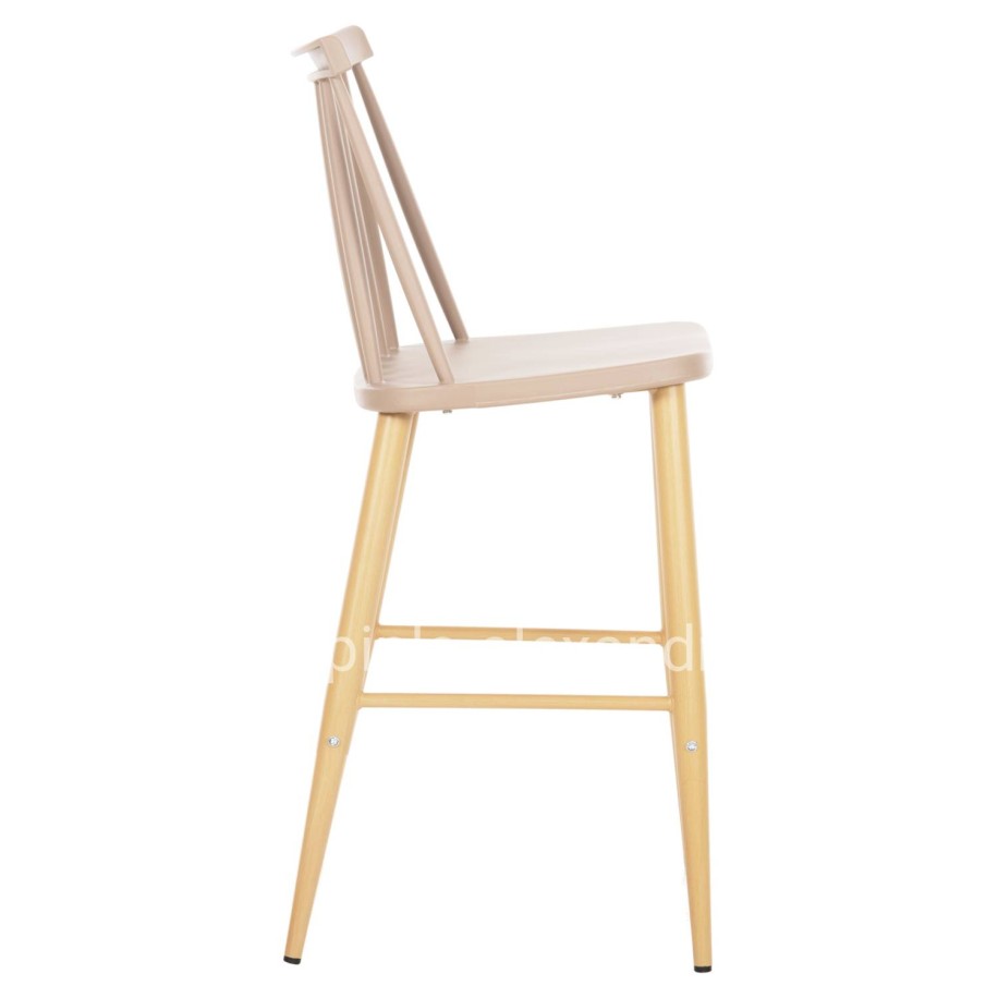 BAR STOOL MEDIUM HEIGHT VANESSA HM9300.25 CAPPUCCINO PP & METAL LEGS IN WOOD COLOR 45,5x46x97Hcm.