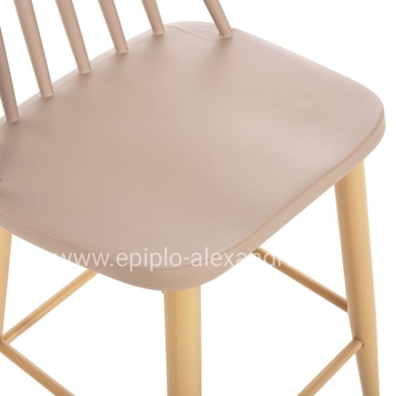 ΣΚΑΜΠΟ ΜΠΑΡ ΜΕΣ.ΥΨΟΥΣ VANESSA HM9300.25 ΚΑΠΟΥΤΣΙΝΟ PP & ΠΟΔΙΑ ΟΨΗ ΞΥΛΟΥ 45,5x46x97Υεκ