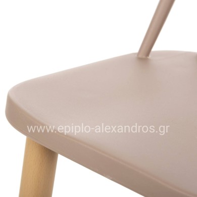 BAR STOOL MEDIUM HEIGHT VANESSA HM9300.25 CAPPUCCINO PP & METAL LEGS IN WOOD COLOR 45,5x46x97Hcm.