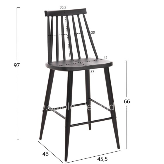 BAR STOOL MEDIUM HEIGHT VANESSA HM9300.12 POLYPROPYLENE & METAL-BLACK 45,5x46x97Hcm.