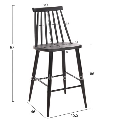 BAR STOOL MEDIUM HEIGHT VANESSA HM9300.12 POLYPROPYLENE & METAL-BLACK 45,5x46x97Hcm.
