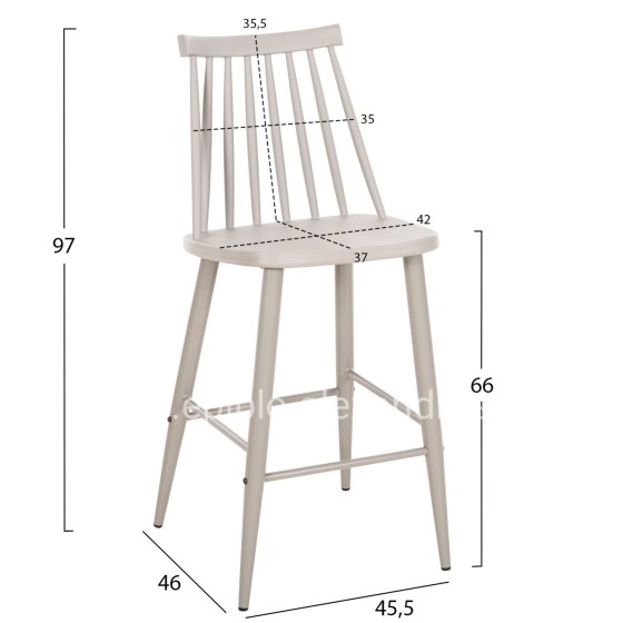 BAR STOOL MEDIUM HEIGHT VANESSA HM9300.20 POLYPROPYLENE & METAL-GREY 45,5x46x97Hcm.