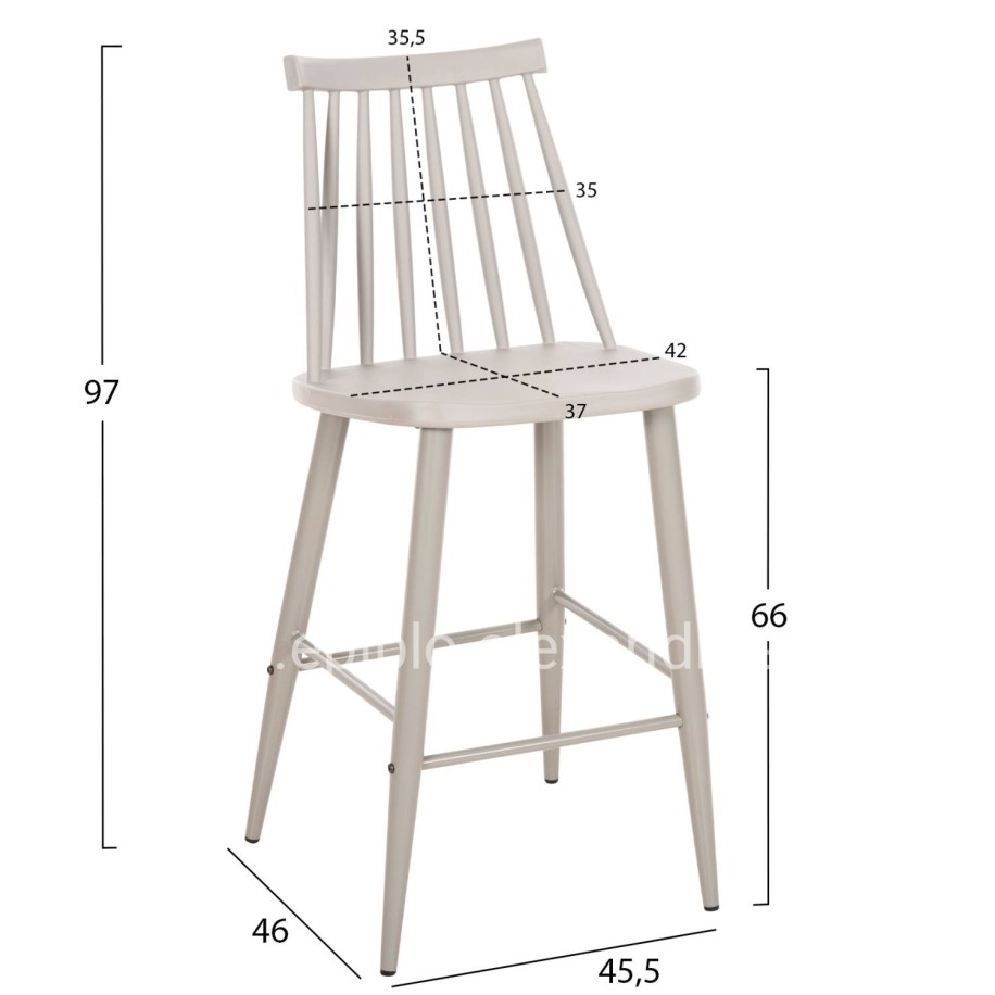 BAR STOOL MEDIUM HEIGHT VANESSA HM9300.20 POLYPROPYLENE & METAL-GREY 45,5x46x97Hcm.
