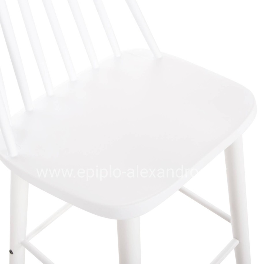 BAR STOOL HIGH SEAT VANESSA HM8459.11 WHITE PP & WHITE METAL LEGS 47x48,5x107Hcm.