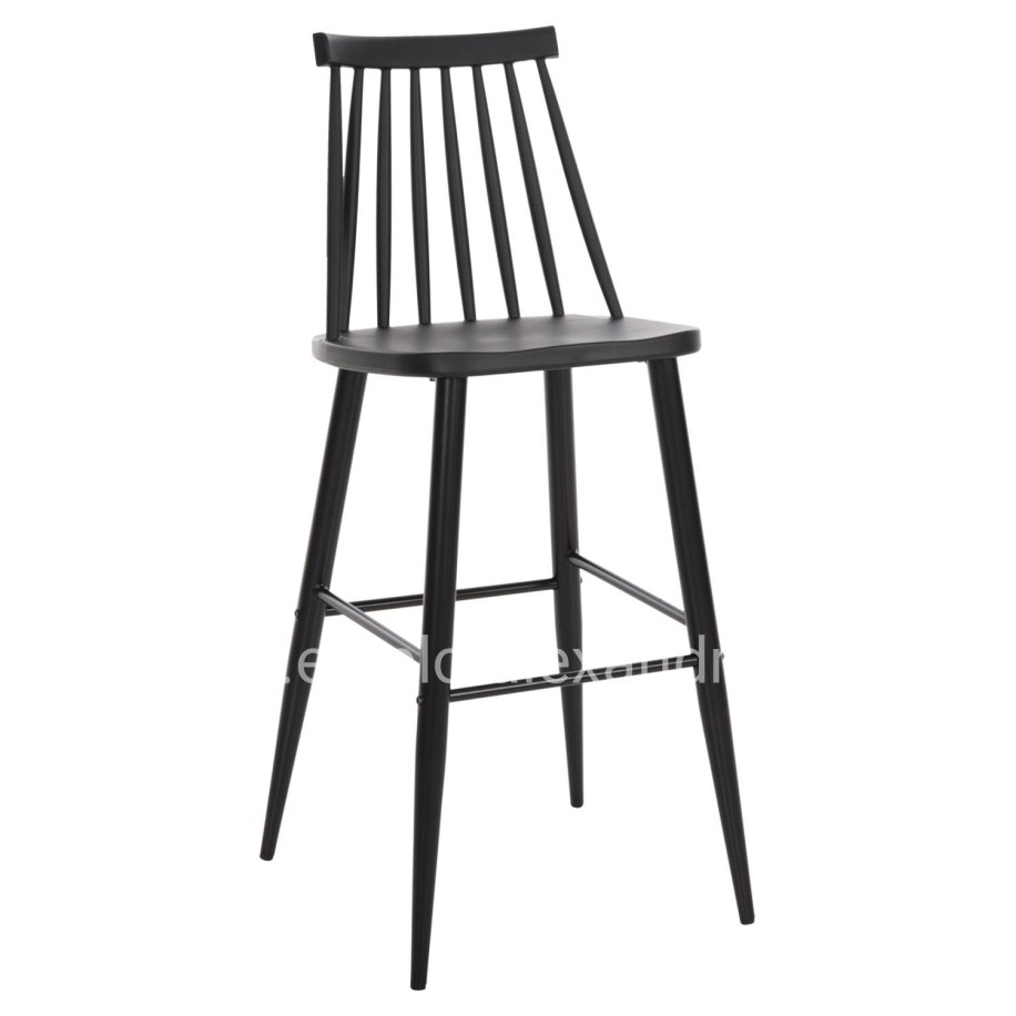 BAR STOOL HIGH SEAT VANESSA HM8459.12 BLACK PP & BLACK METAL LEGS 47x48,5x107Hcm.
